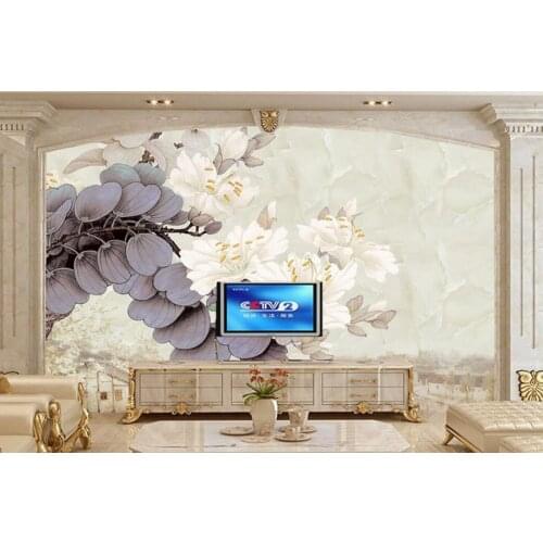 Large mural papel de parede,Chinese ink painting flower mural,restaurant living room study sofa TV wall bedroom 3d wallpaper