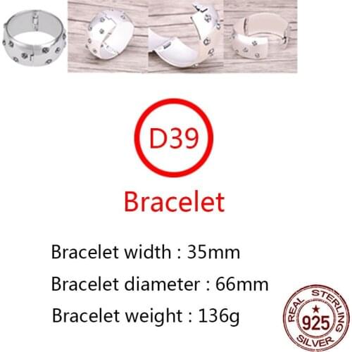 D39 925 sterling silver bracelet personality retro simple punk hip-hop style domineering cross flower fashion opening shape gift