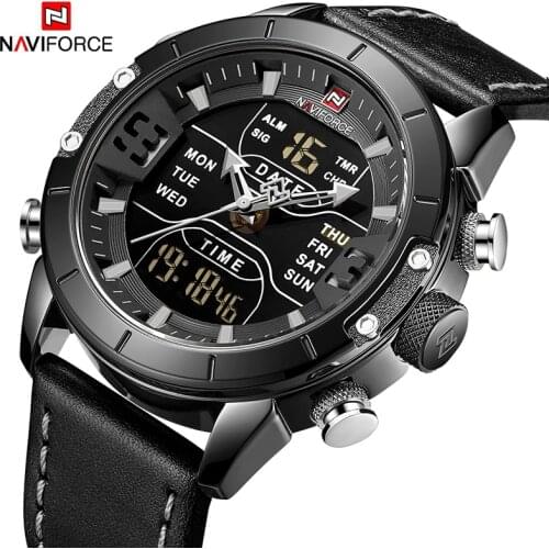 NAVIFORCE Quartz Watches Mens Waterproof Wrist watch Digital Chr Sport Male Business Black Clock часы мужские механические