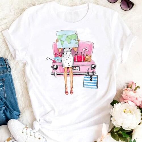 Women Summer Travel Watercolor Style Trend Ladies Cartoon Clothes Tshirts Fashion Graphic T Top Lady Print Female Tee T-Shirt
