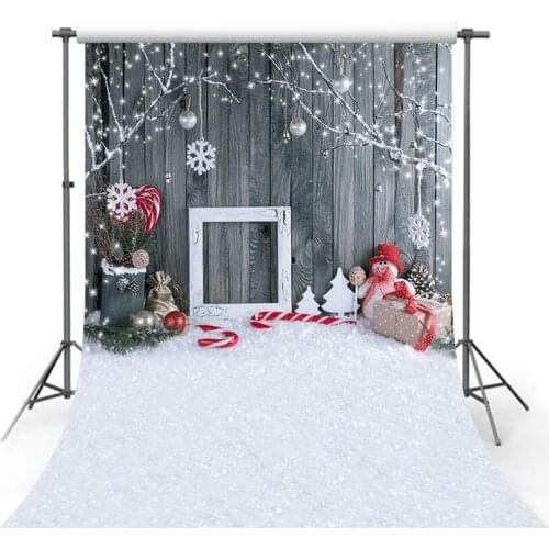MEHOFOTO photographic background Christmas snowman gray woodwall snowflake backdrop photocall new photobooth vinyl photography