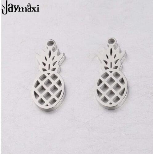 Jaymaxi Pineapple Charms Stainless Steel Mirror Polished DIY Jewelry Making Friut Charm For Necklace 8.3*20mm 20piece/lot