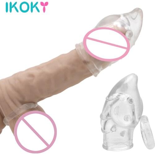 IKOKY 2 Piece/set Penis Extender Sleeve Set Foreskin Correction G Point Stimulate Reusable Penis Ring for Male Men Sex Toys