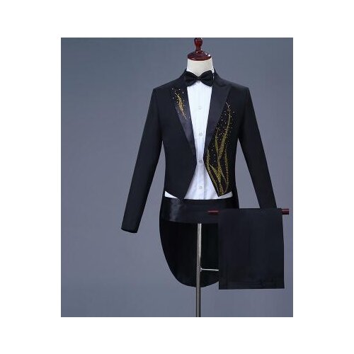 Tuxedo suit men suits designs stage costumes for singers Bright diamond jacket men sequins blazer masculino homme terno black