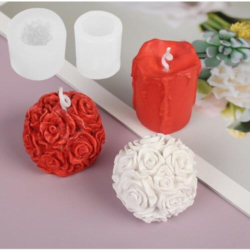 Creative Round Flower Ball Candle Wax Silicone Mold Cake Decoration Homemade Fondant Gumpaste Dessert Fondant Diy Mould M2787
