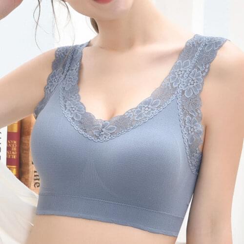 Lace Bra Sexy Womens Sports Top Breathable Push Up Without Bones Active Vests Nipple Pads Underwear Female No Steel Ring