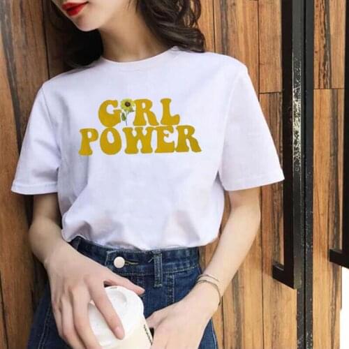 Summer Short Sleeve Casual T-shirt Harajuku Shirt T Shirt Femme Fashion GRL POWER Letter Print T Shirt Women Tops Camiseta Mujer