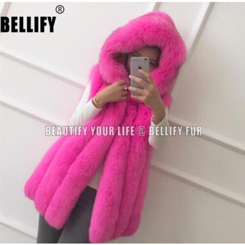 Best selling Real Fur Hooded Vest Coats For women Luxury Gorgeous natural fox fur Gilet Waistcoat wholesale