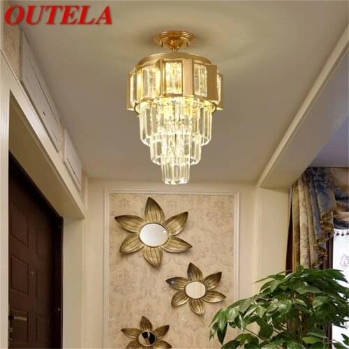 OUTELA Chandelier Lamp Fixtures Crystal Pendant Light Postmodern Luxury Home LED for Aisle Corridor