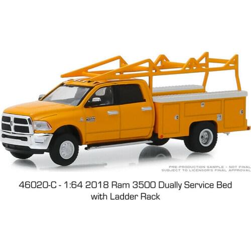 GreenLight 1:64 2018 Dodge Ram 3500 Dually Bed Ladder Rack boutique alloy car toys for children kids toys Model original box