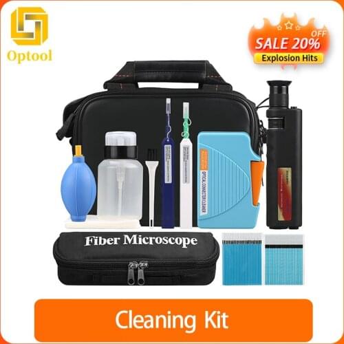 Ftth Fiber Cleaning Kit/Fiber Optic FTTH Tool Kit FTTX Network Testing Tool with Fiber Inspection Microscope