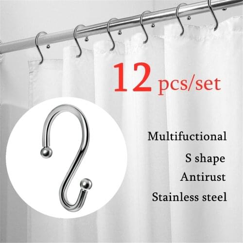 Set of 12 S Shaped Metal Shower Curtain Hooks Antirust Hooks Hangers for Shower Curtains Kitchen Utensils Clothing Towels