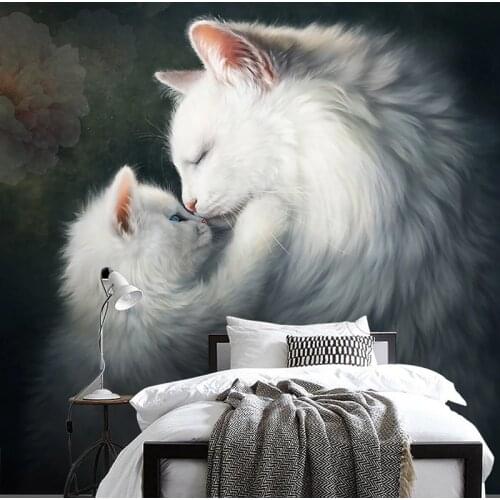 Custom Wall Mural Beautiful Cute Cat HD Oil Painting Modern Art Entrance Living Room Bedroom Home Wall Decoration Wallpaper 3D