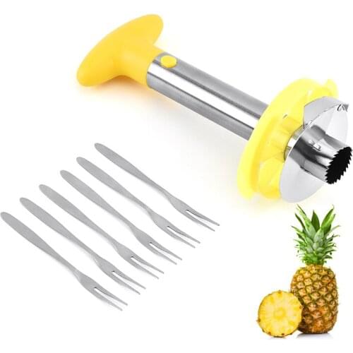 Stainless Steel Pineapple Peeler Corer Slicer Cutting Tools Fruit Fork Kitchen Gadgets Accessories