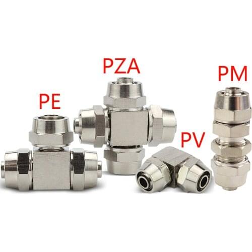 Copper Plated Nickel Pneumatic Air Quick Connector For Hose Tube OD 4MM 6 8 10 12 14 16MM Fast Joint Connection KPV KPE PM PZA