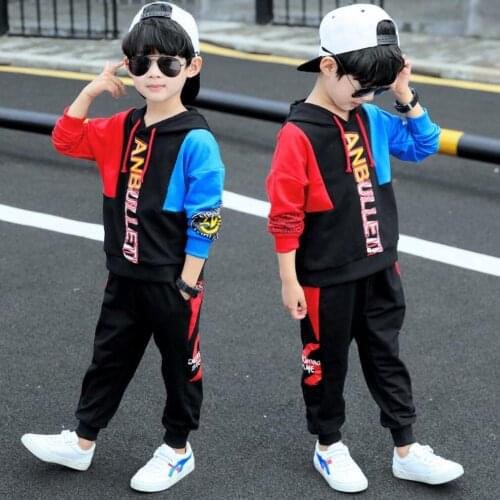 2021 New Childrens Clothing Spring Autumn Boys Clothes Hooded Coat Fashion Patchwork Jacket + Pants Baby Boys 2 Pcs Sets