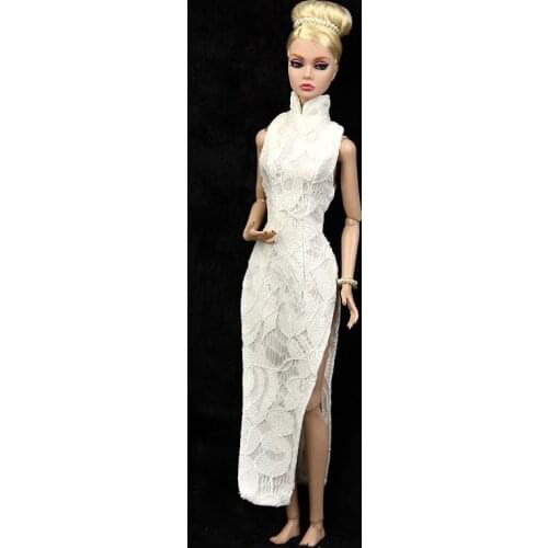 Cheongsam Outfit clothes For Barbie Doll 1/6 BJD white Evening Gown Vestido Dress boneca casa da house Accessories costume gift
