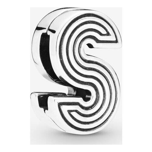 Wholesale 925 Sterling Silver Beads Letter S Clip Charm Fit Original Pandora Bracelets Women DIY Fashion Jewelry Gift