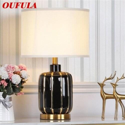 OUFULA Ceramic Table Lamps Desk Luxury Modern LED Lighting For Home Bedroom