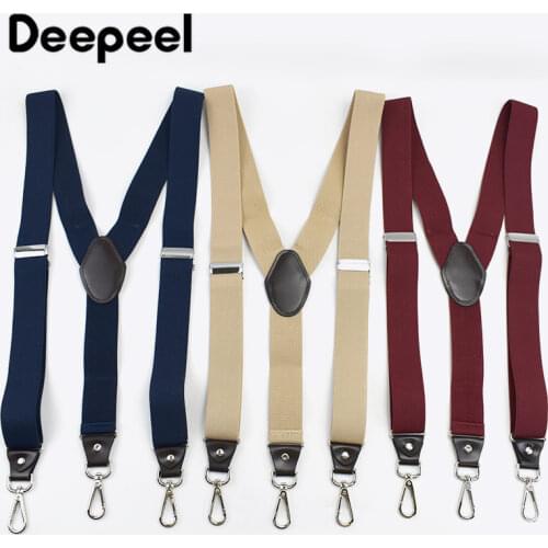Deepeel 1pc 3.5X120cm Unisex Adult 3 Clip Hook Suspenders Y Type Wild Sanp Buckles Suspender Suit Trousers Adjustable Strap
