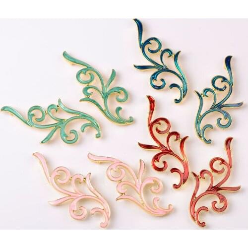10 PCS Metal Oil Drop Tree Branch Connector Charms Pendant 68*35mm Hair Accessories Findings Charms For Jewelry Making