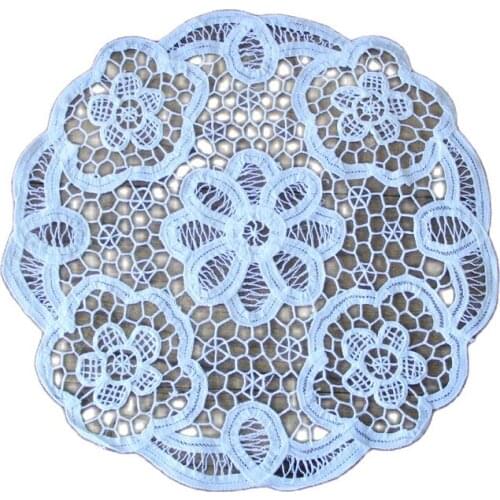 Hollow cotton placemat cup coaster mug kitchen Christmas table place mat cloth lace embroidery Napkin doily Handmade wedding pad