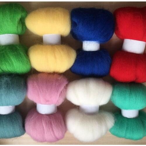 Wolvilt mixed colors fieltro naaldvilten merino wool fibre roving for needle felting kit diy crafa feutrine doll 50g/color w10