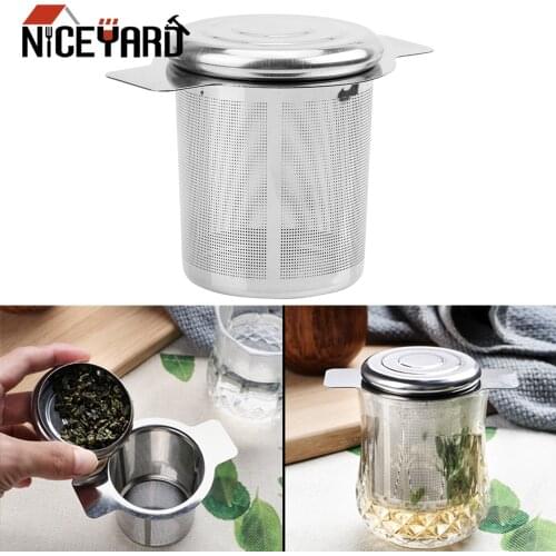 NICEYARD Fine Mesh Tea Strainer Reusable Stainless Steel Tea Infusers Basket with 2 Handles Lid Tea and Coffee Filters