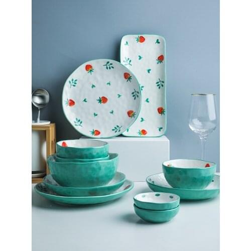 Modern Round Dinner Plates Breakfast Set Fashion Cute Dinner Plates Serving Creative Vajilla Platos Home Accessories EI50TZ