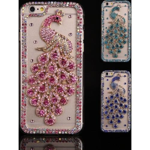 Sunjolly Peacock Rhinestone Case Bling Diamond Phone Cover coque for Samsung S10 Plus S10E S9/S8 Plus S7 Edge Note 10 Plus 9 8 5