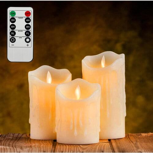 3 Pcs Remote Control LED Flameless Candle Lights Pillar LED Candle New Year Candles Battery Powered Led Tea Lights Easter Candle