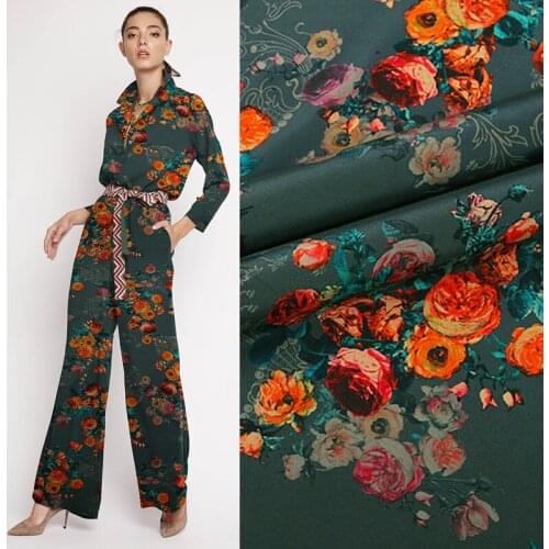Printed Gambiered Canton Gauze mulberry silk crepe de chine fabric 138 cm width soft shirt pants undershirt fabric for dress