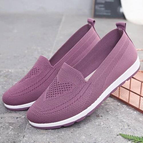 Women Shoes Casual Knitted Mesh Breathable Slip On Vulcanized Shoes Autumn Summer Platform Fashion Trend Female Walk Shoes