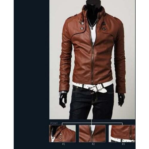 YINGAICONG Men's Faux Leather Jackets