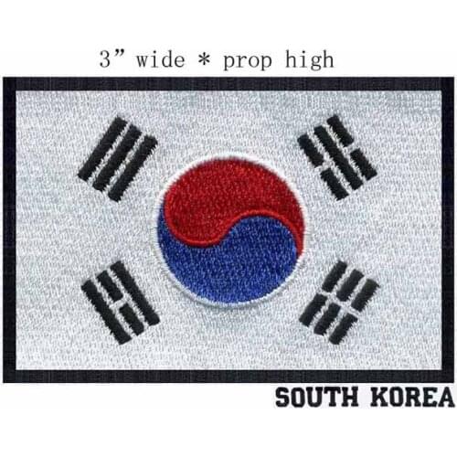 SOUTH KOREA embroidery flag iron on sew on patch 3" wide for jacket/bag/clothing/pants