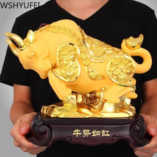Chinese Style Lucky Cattle Animal Resin Decoration Gifts Living Room Bedroom Study Creative Decoration Auspicious Crafts