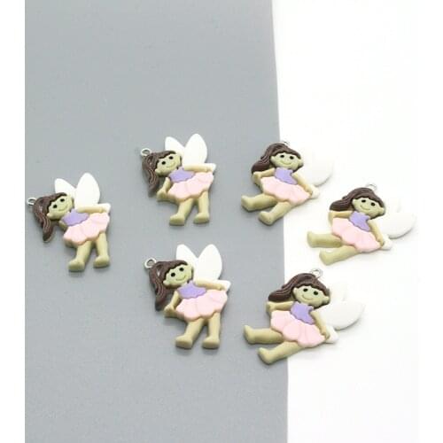 10pcs Sweet Angel Wings Elf Girl Earring Charms Kawaii Cute Necklace Earrings Pendant Resin Accessory Diy Charm For Jewelry Make