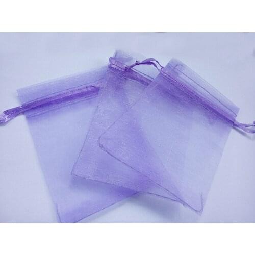 100pcs 15*20 Purple gift bags for jewelry/wedding/christmas/birthday Organza Bags with handles Packaging Yarn bag