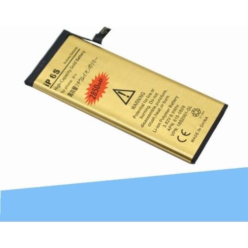 15pcs /lot 2850mAh 0 zero cycle Replacement Gold Li-Polymer Battery For iPhone 6S 6 S Accumulator Batteries