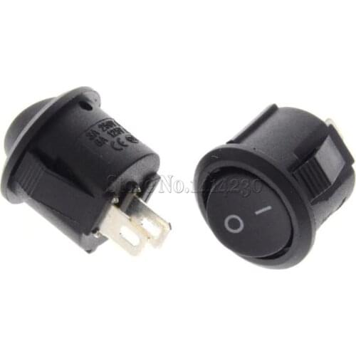 16mm Diameter Small Round Rocker Switches Black Mini Round Black 2 Pin ON-OFF Rocker Switch