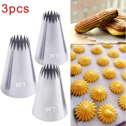 3PCS Large Metal Cake Cream Decoration Tips Set Pastry Tools Stainless Steel Piping Icing Nozzle Cupcake Head Dessert Decorators