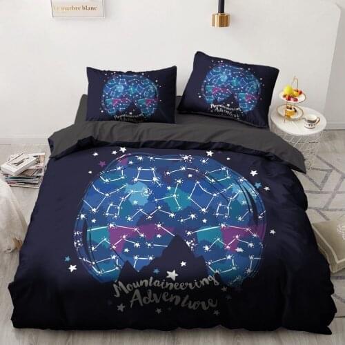 3D Luxury Comforter Shell Duvet Quilt Cover Bedding Set Double King Queen Double Single Black Constellation Boho Home Texitle