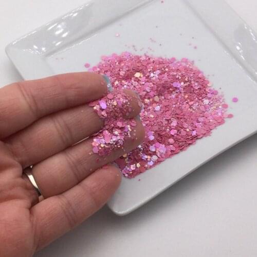 50g Mixed Size Chunky Glitter Sequins Pink/White/Green/Blue Opal Blend Nail Flakes Chunky Shifting Hexagon Manicure Slices H
