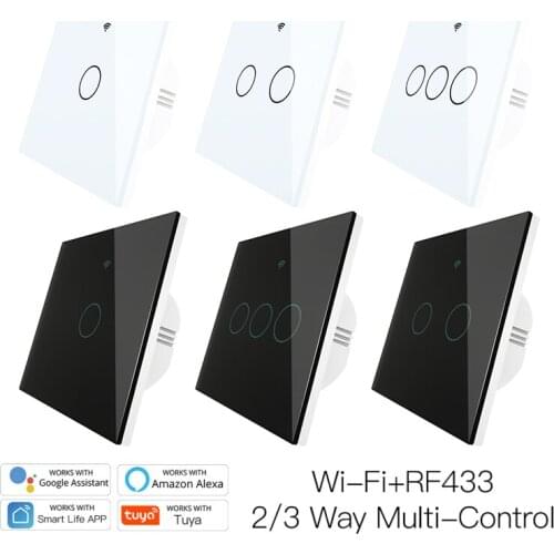86 model New Upgraded WiFi Wall Touch Smart Light Switch Smart Life/Tuya 100-250v Wifi+Bluetooth Mode Backlight Optional