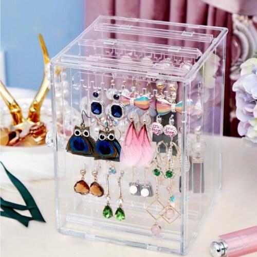 Acrylic Wall Hanging Storage Jewelry Hooks Jewelry Display Organizer Earring Ring Necklace Hanger Holder Stand Box