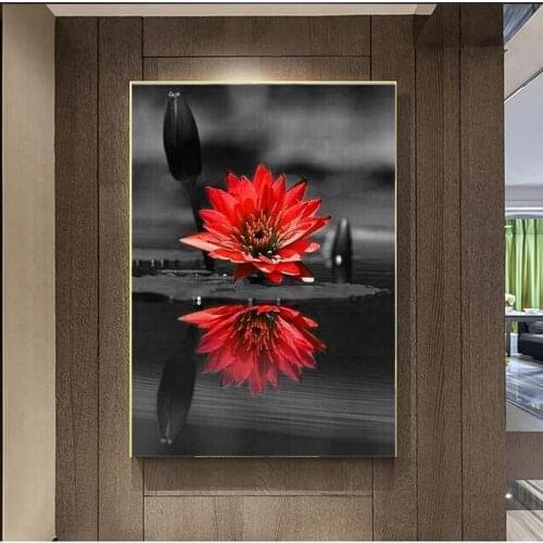 New 5D DIY diamond painting red flower cross stitch mosaic diamond embroidery outdoor scenery family decoration childrens gift