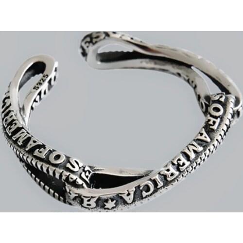 Free Shipping Vintage USA American Letters Women Adjustable Rings Irregular Real Stranger Unique Design Boho Jewelry