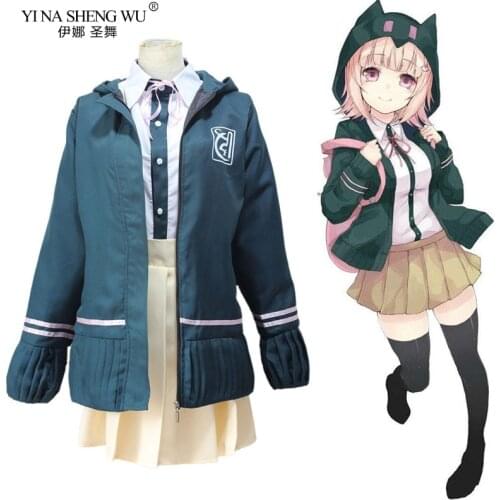 Danganronpa Dangan Ronpa Chiaki Nanami girl JK Uniform suit Jacket Shirt Women Cosplay Costume / Wig / Coat / Top / Skirt / Tie
