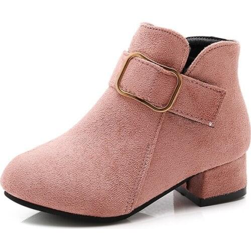 SKOEX Autumn Winter Girls Snow Boots Buckle Fashion Boots For Kids Childrens Ankle Boots Princess Sweet Warm Shoes