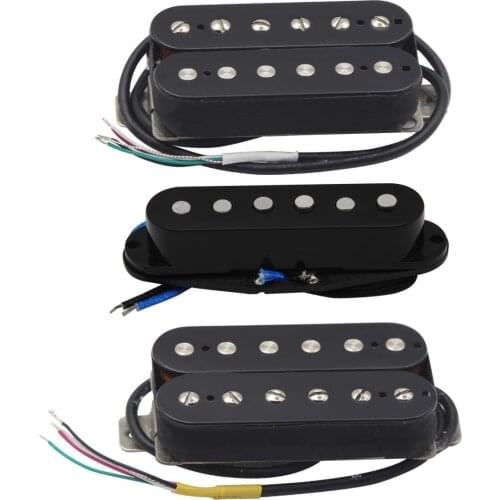 FLEOR 3pcs Alnico 5 Electric Guitar Pickup Humbucker / Single Coil Pickup HSH Set for Neck/Middle/Bridge ,Black